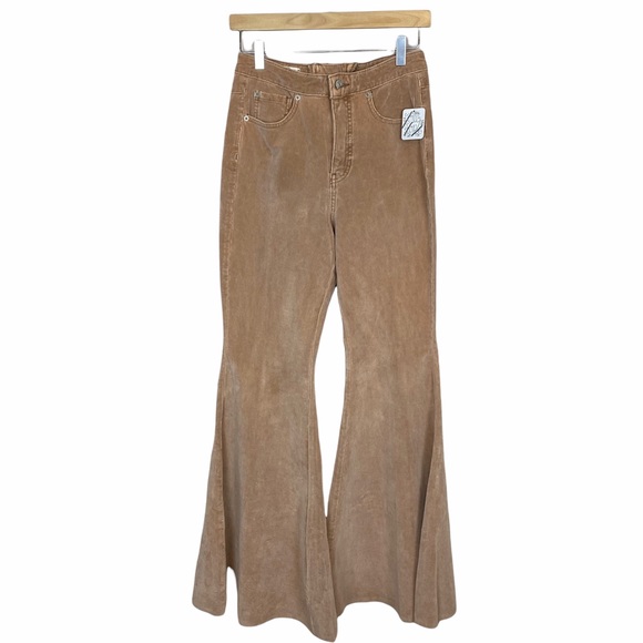 Free People CRVY Cord Lace Up Back Flare Jeans Size 34 - Picture 4 of 10